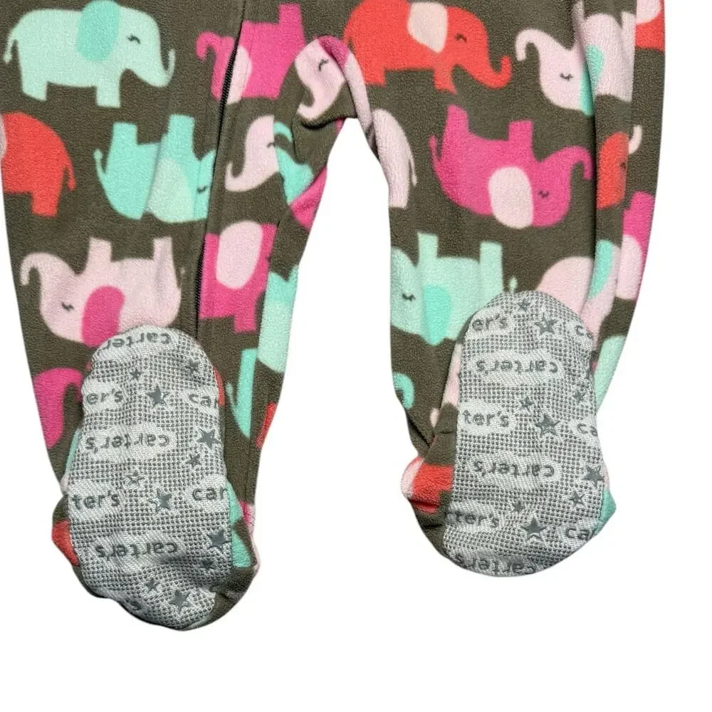 Carters Sleeper Pajama Bundle Girls Fleece Elephant Fox 12 Months